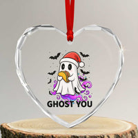Funny Ghost Halloween Christmas Heart Crystal Glass Ornament Ghost You - Wonder Print Shop