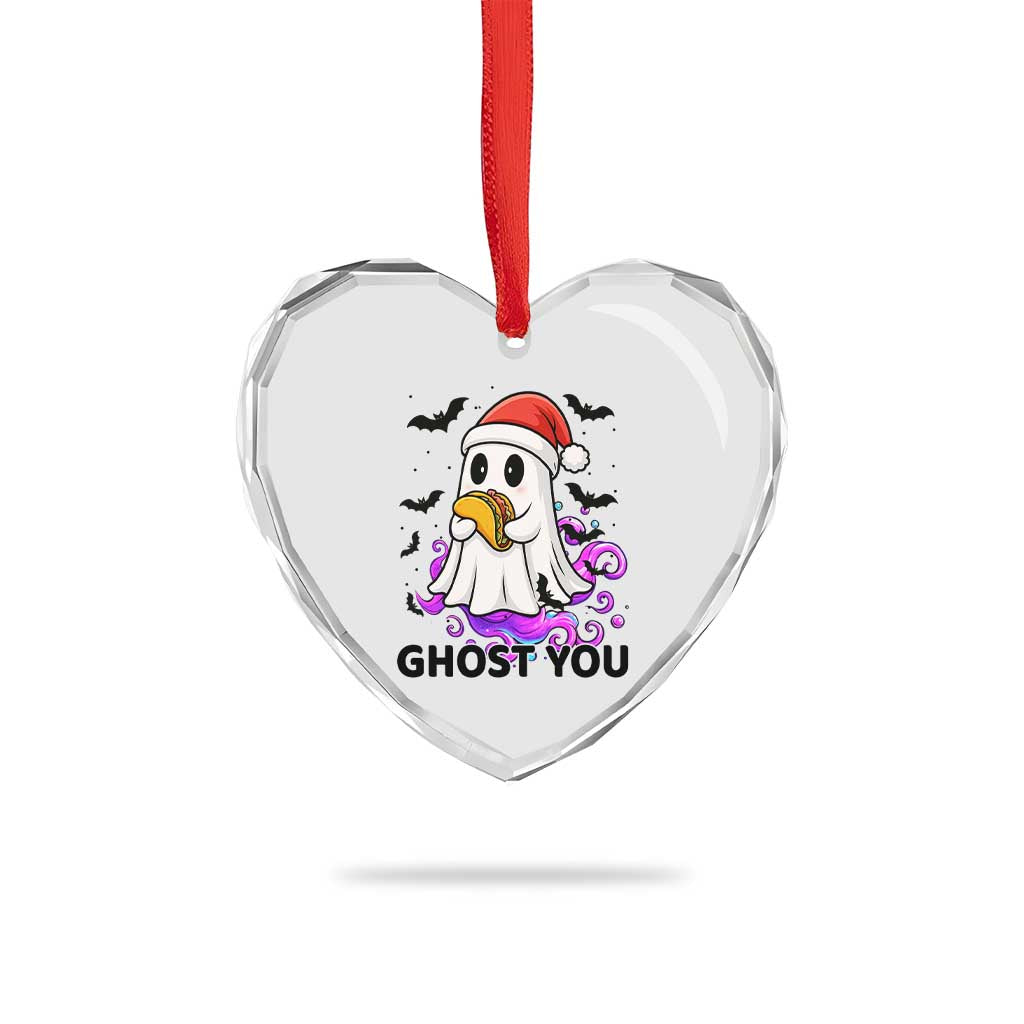 Funny Ghost Halloween Christmas Heart Crystal Glass Ornament Ghost You - Wonder Print Shop