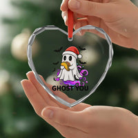 Funny Ghost Halloween Christmas Heart Crystal Glass Ornament Ghost You - Wonder Print Shop