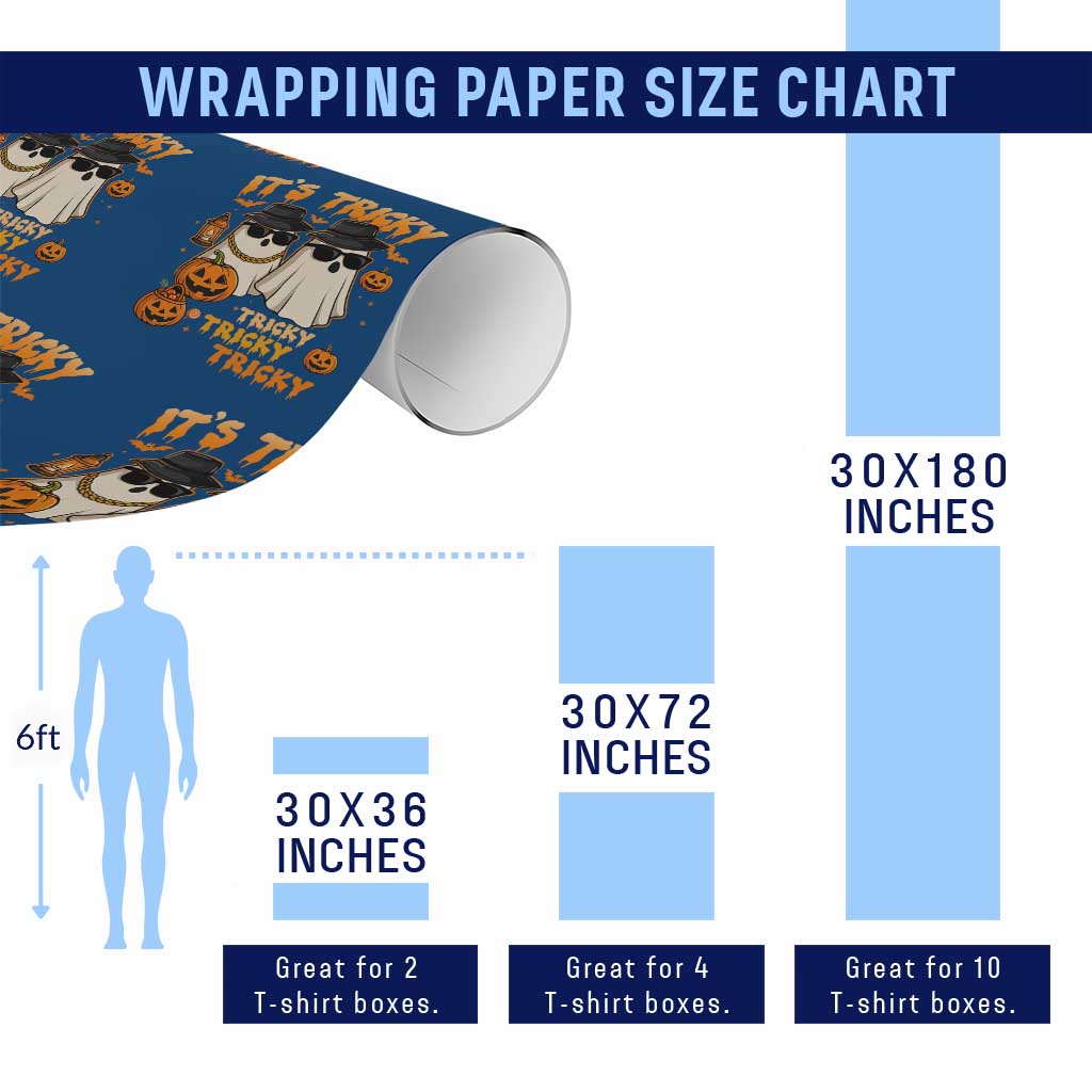 Funny Ghost Wrapping Paper Roll It's Tricky Tricky Tricky 90s Nostalgia Halloween Costume - Wonder Print Shop