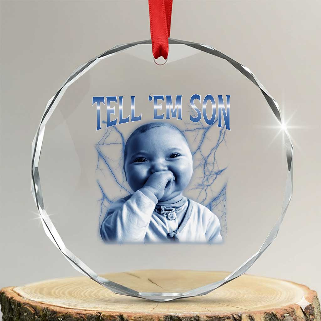 Funny Giggling Niche Baby Is Calling Crystal Glass Ornament Tuff Baby AI Laughing Gen Alpha Meme - Wonder Print Shop
