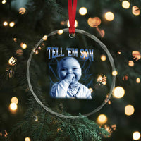 Funny Giggling Niche Baby Is Calling Crystal Glass Ornament Tuff Baby AI Laughing Gen Alpha Meme - Wonder Print Shop