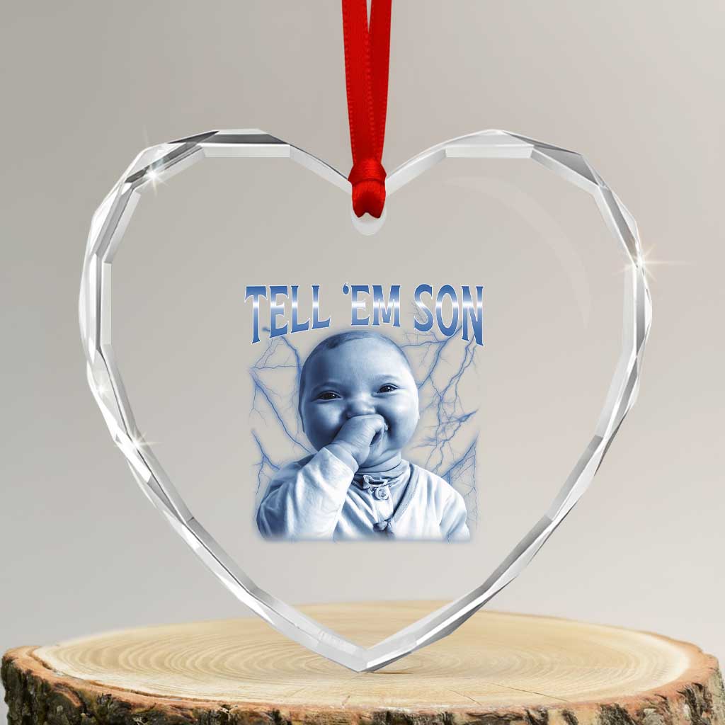 Funny Giggling Niche Baby Is Calling Heart Crystal Glass Ornament Tuff Baby AI Laughing Gen Alpha Meme - Wonder Print Shop