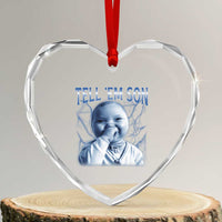Funny Giggling Niche Baby Is Calling Heart Crystal Glass Ornament Tuff Baby AI Laughing Gen Alpha Meme - Wonder Print Shop
