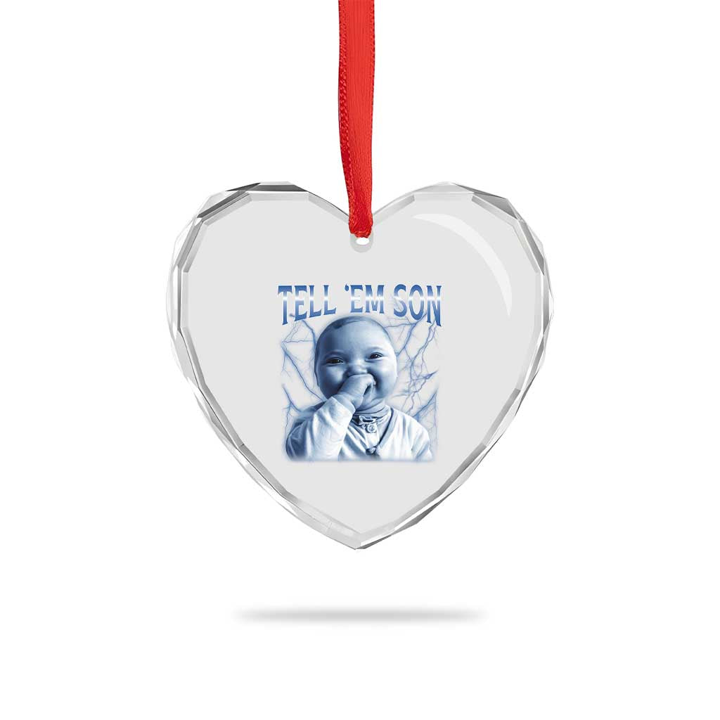 Funny Giggling Niche Baby Is Calling Heart Crystal Glass Ornament Tuff Baby AI Laughing Gen Alpha Meme - Wonder Print Shop