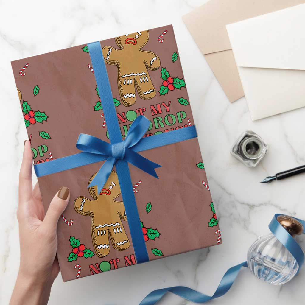 Funny Gingerbread Wrapping Paper Roll Not My Gumdrop Buttons Christmas Cookie
