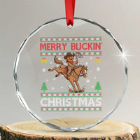 Funny Gingerbread Man Horse Rider Crystal Glass Ornament Merry Buckin Christmas Gift - Wonder Print Shop