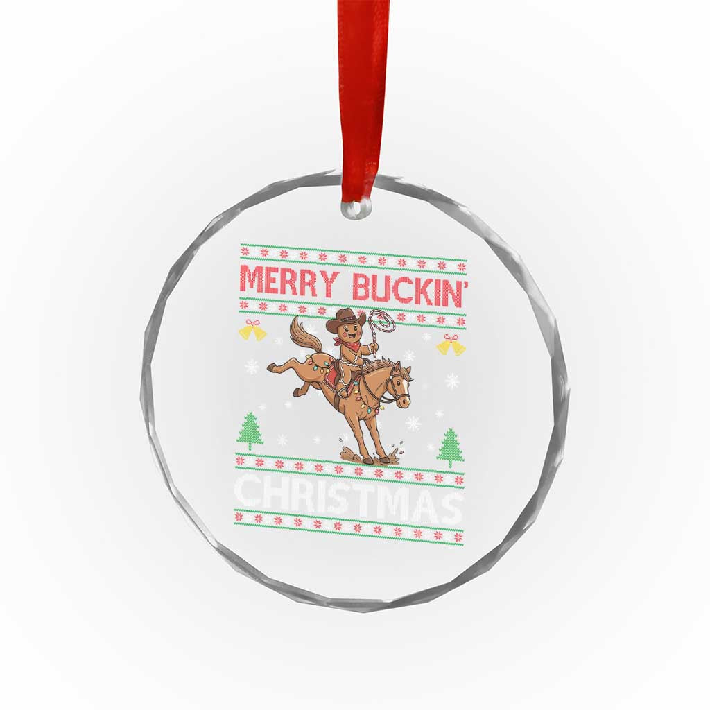 Funny Gingerbread Man Horse Rider Crystal Glass Ornament Merry Buckin Christmas Gift - Wonder Print Shop