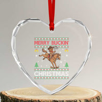 Funny Gingerbread Man Horse Rider Heart Crystal Glass Ornament Merry Buckin Christmas Gift - Wonder Print Shop
