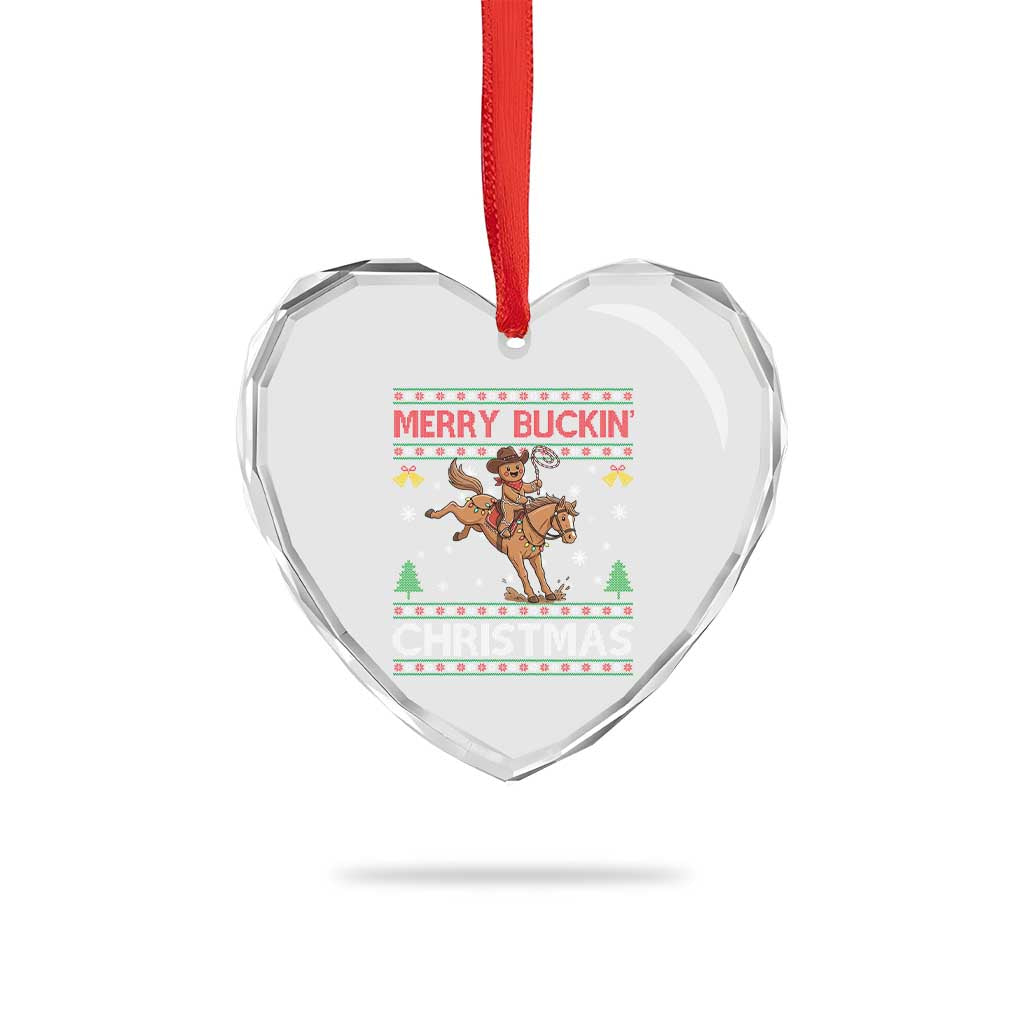 Funny Gingerbread Man Horse Rider Heart Crystal Glass Ornament Merry Buckin Christmas Gift - Wonder Print Shop