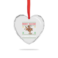 Funny Gingerbread Man Horse Rider Heart Crystal Glass Ornament Merry Buckin Christmas Gift - Wonder Print Shop