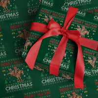 Funny Gingerbread Man Horse Rider Wrapping Paper Roll Merry Buckin Christmas Gift - Wonder Print Shop