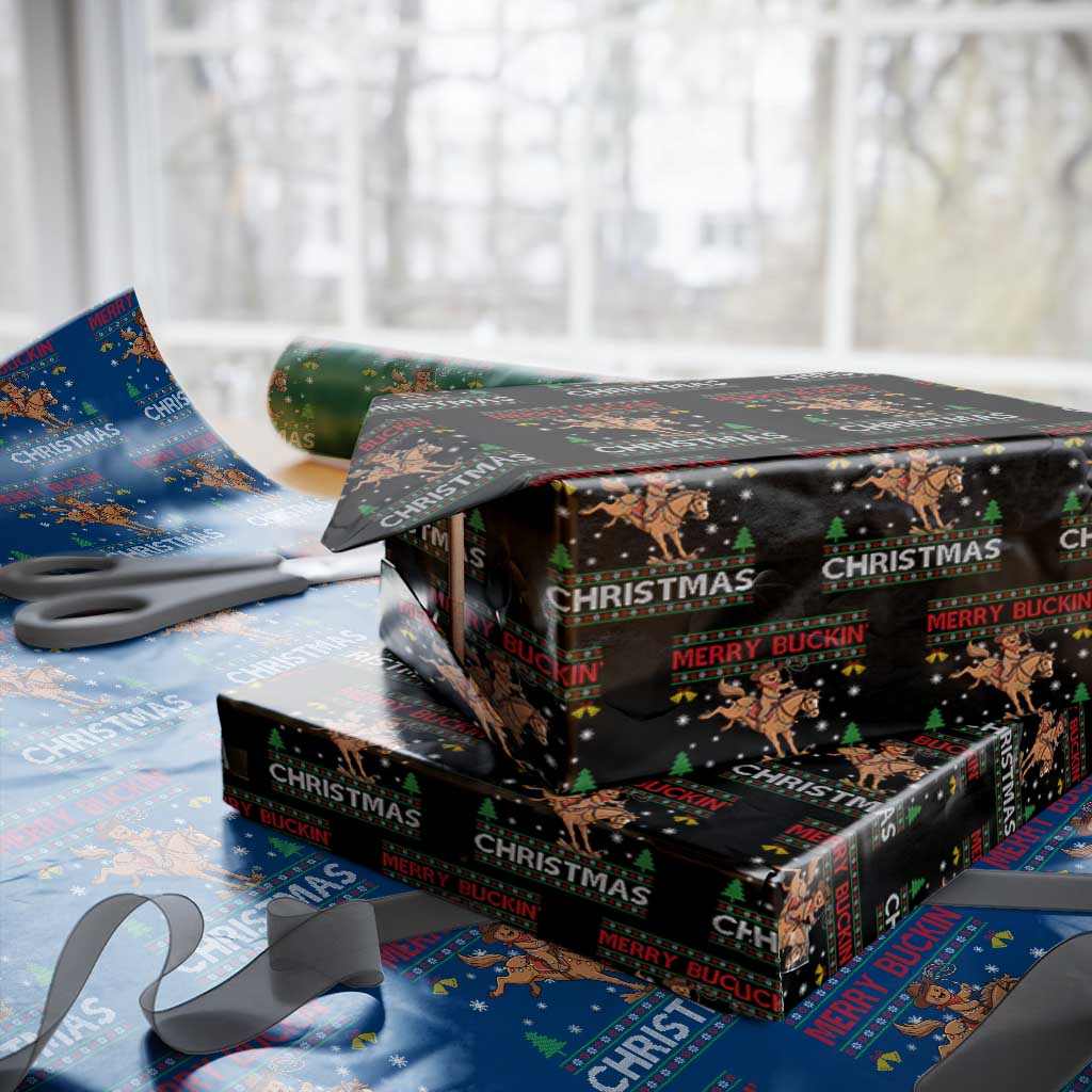 Funny Gingerbread Man Horse Rider Wrapping Paper Roll Merry Buckin Christmas Gift - Wonder Print Shop