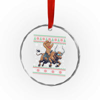 Funny Gingerbread Man Riding Bull Crystal Glass Ornament Cowboy Western Rodeo Christmas Gift - Wonder Print Shop