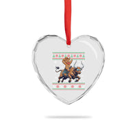 Funny Gingerbread Man Riding Bull Heart Crystal Glass Ornament Cowboy Western Rodeo Christmas Gift - Wonder Print Shop