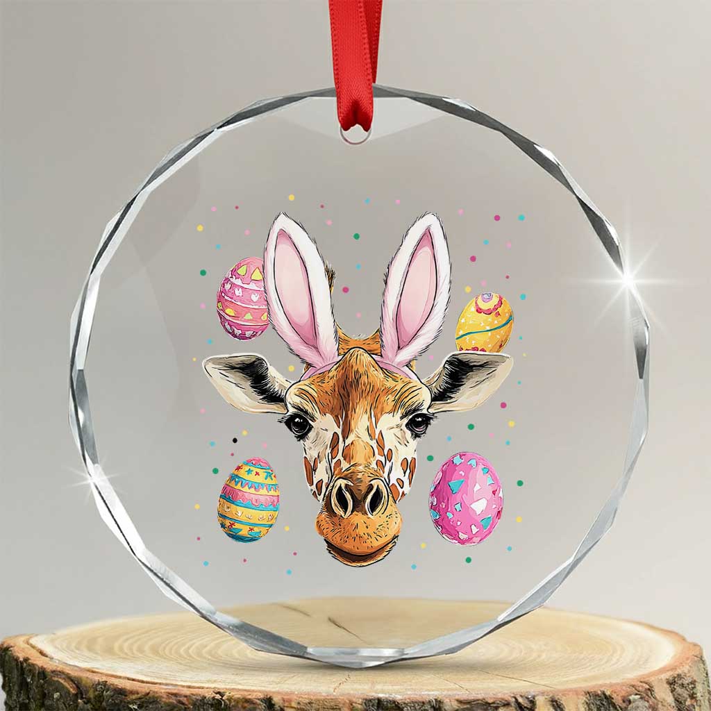 Funny Giraffe Bunny Crystal Glass Ornament Happy Easter Day Sunday - Wonder Print Shop