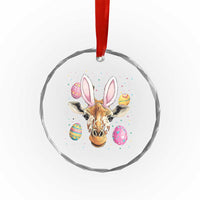 Funny Giraffe Bunny Crystal Glass Ornament Happy Easter Day Sunday - Wonder Print Shop