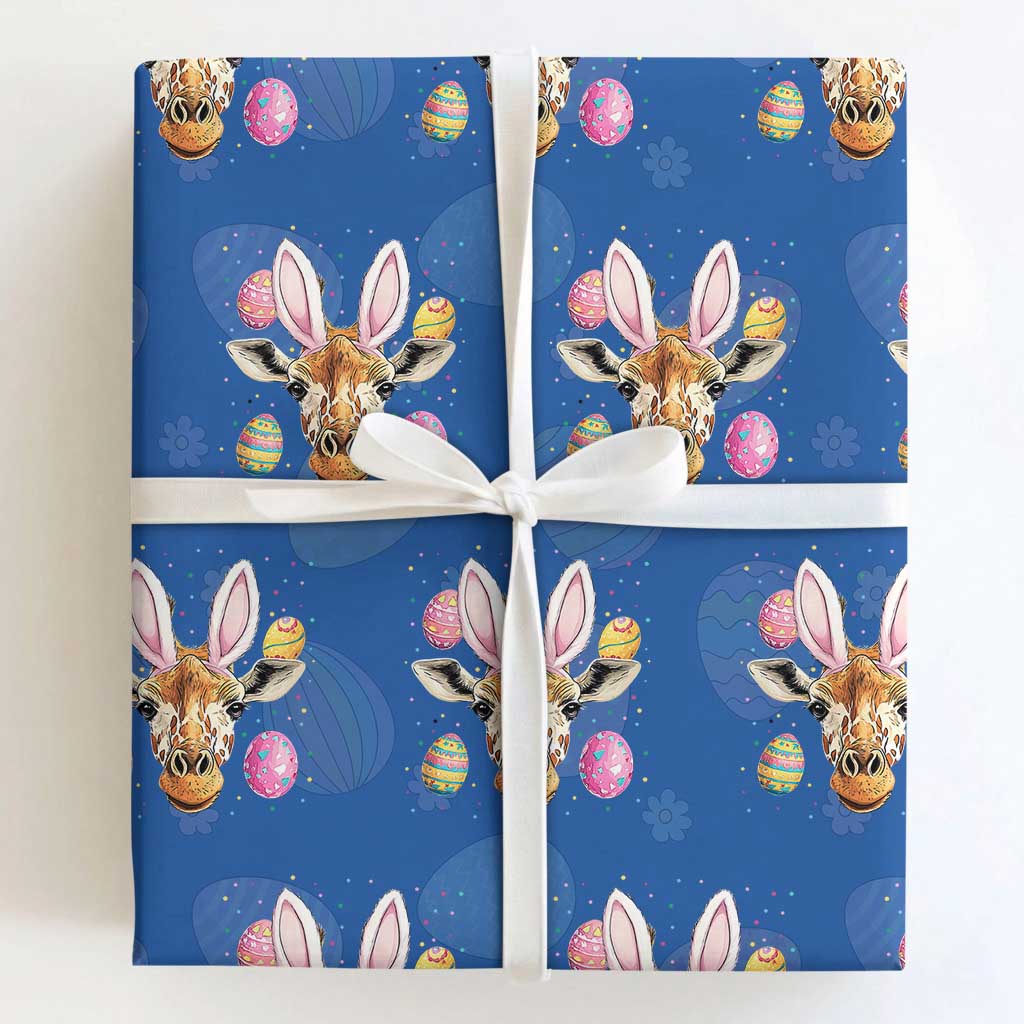 Funny Giraffe Bunny Wrapping Paper Roll Happy Easter Day Sunday