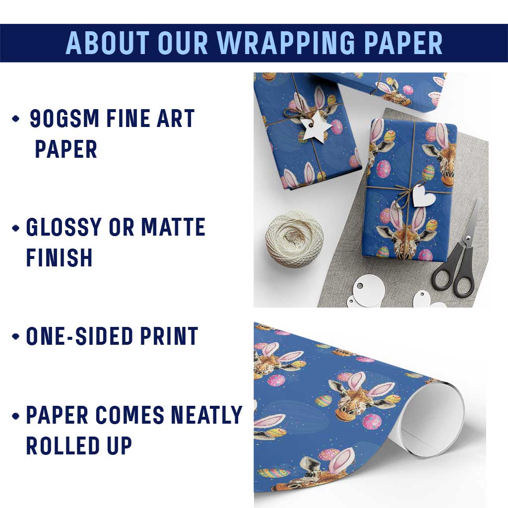 Funny Giraffe Bunny Wrapping Paper Roll Happy Easter Day Sunday