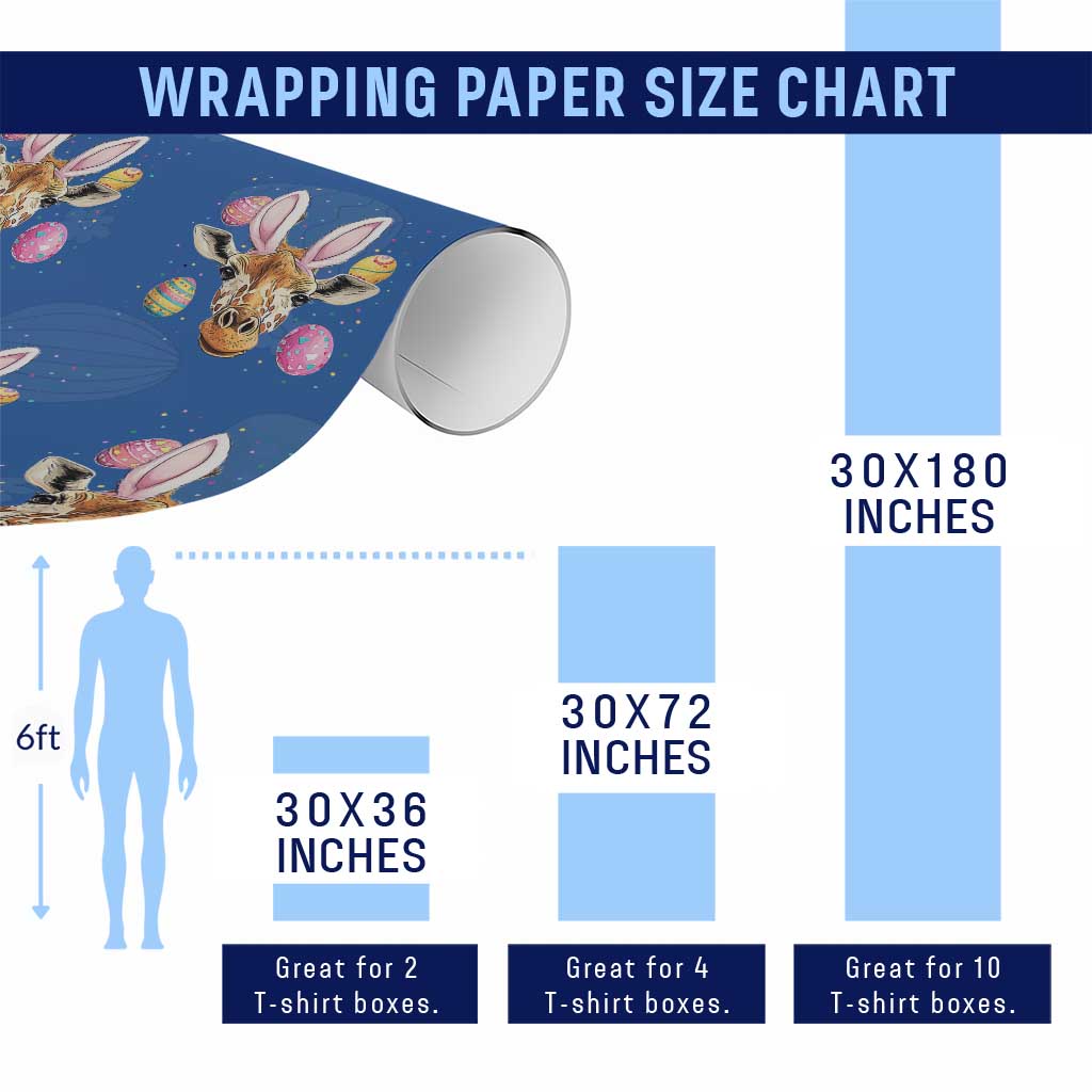 Funny Giraffe Bunny Wrapping Paper Roll Happy Easter Day Sunday