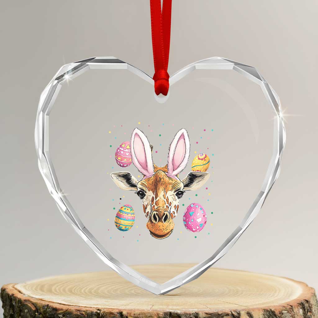Funny Giraffe Bunny Heart Crystal Glass Ornament Happy Easter Day Sunday - Wonder Print Shop