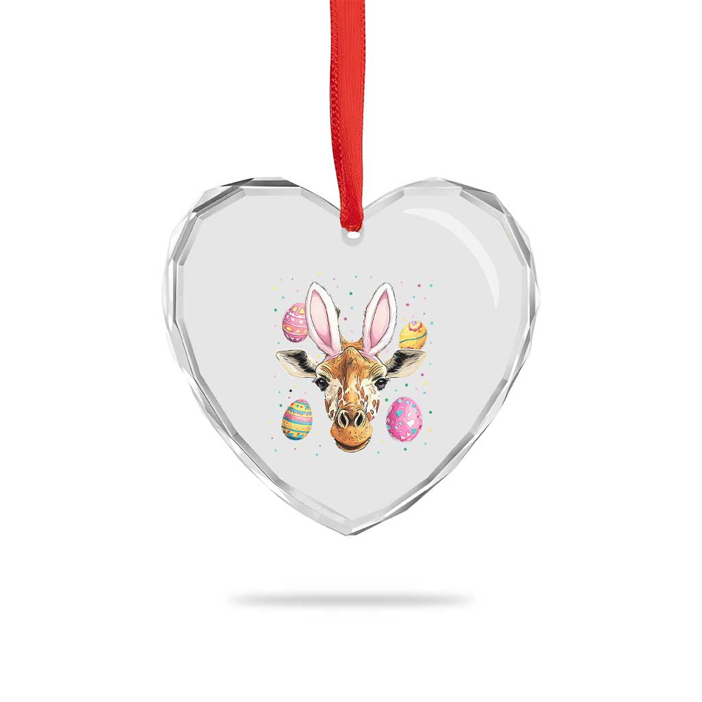 Funny Giraffe Bunny Heart Crystal Glass Ornament Happy Easter Day Sunday - Wonder Print Shop