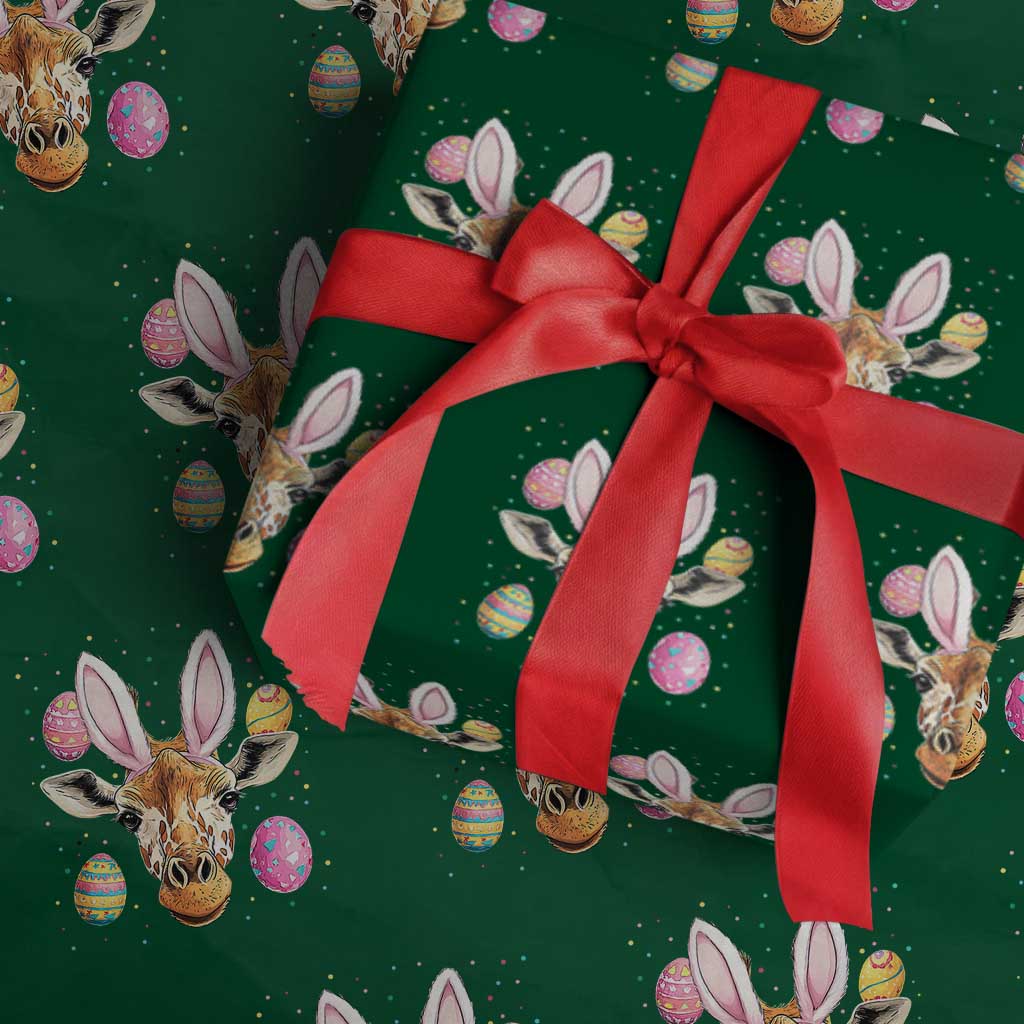 Funny Giraffe Bunny Wrapping Paper Roll Happy Easter Day Sunday - Wonder Print Shop