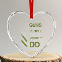 Funny Girl Dad Heart Crystal Glass Ornament Guns Dont Kill People Dads with Pretty Daughters Do US Flag - Wonder Print Shop