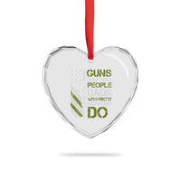 Funny Girl Dad Heart Crystal Glass Ornament Guns Dont Kill People Dads with Pretty Daughters Do US Flag - Wonder Print Shop