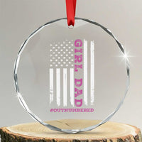 Funny Girl Dad Outnumbered Crystal Glass Ornament Vintage American Flag Father's Day