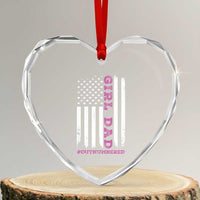 Funny Girl Dad Outnumbered Heart Crystal Glass Ornament Vintage American Flag Father's Day