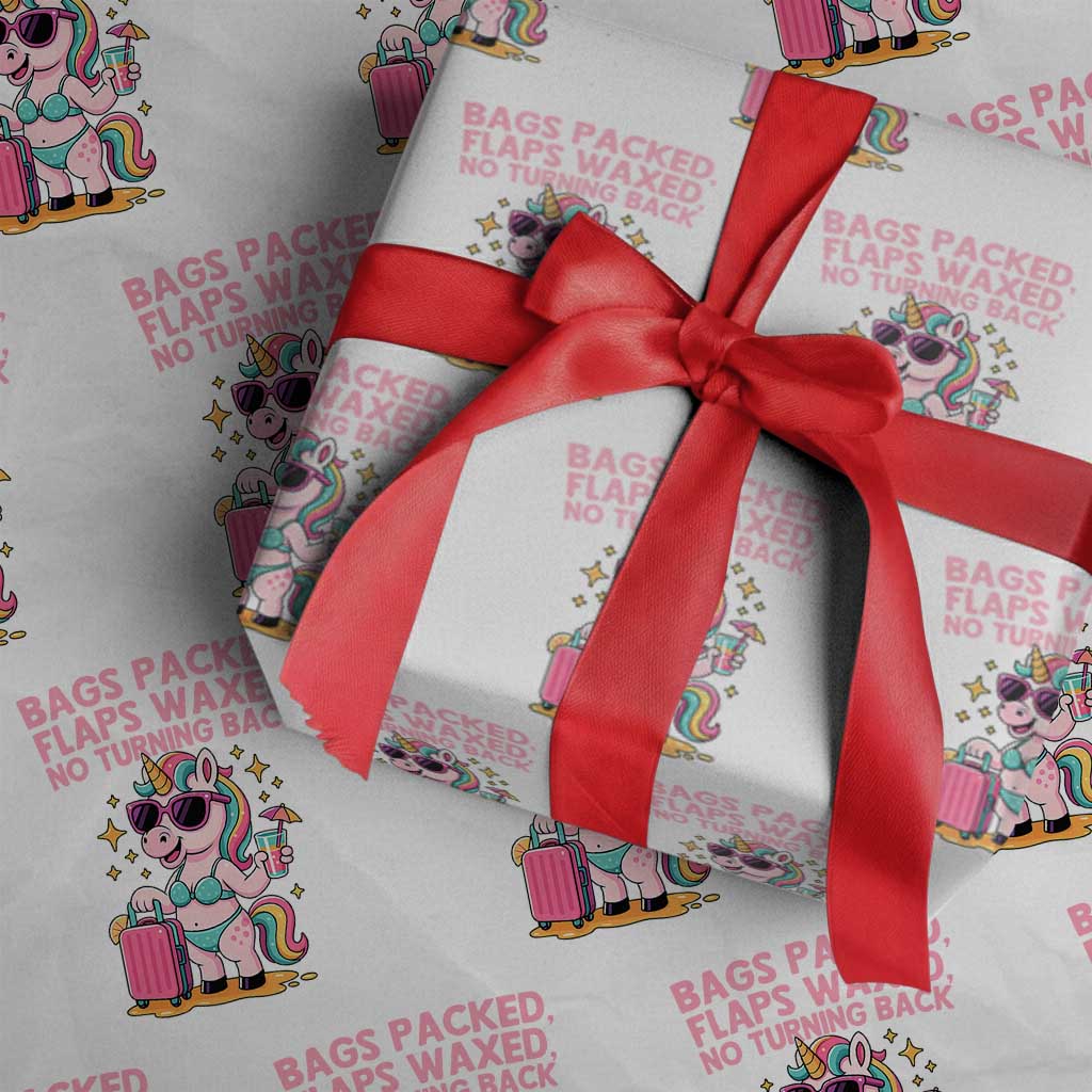 Funny Girls Trip Unicorn Wrapping Paper Roll Bags Packed Flaps Waxed No Turning Back Bikini Vacation Bachelorette - Wonder Print Shop