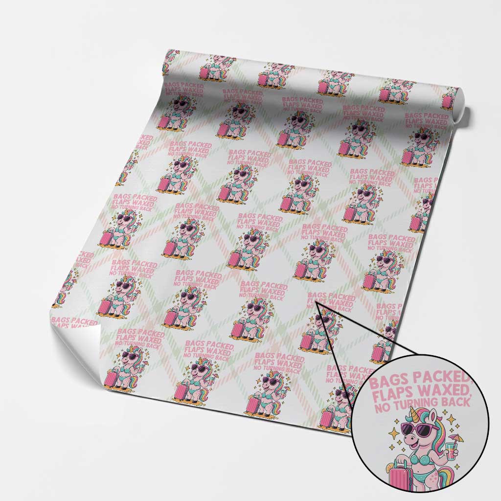 Funny Girls Trip Unicorn Wrapping Paper Roll Bags Packed Flaps Waxed No Turning Back Bikini Vacation Bachelorette - Wonder Print Shop