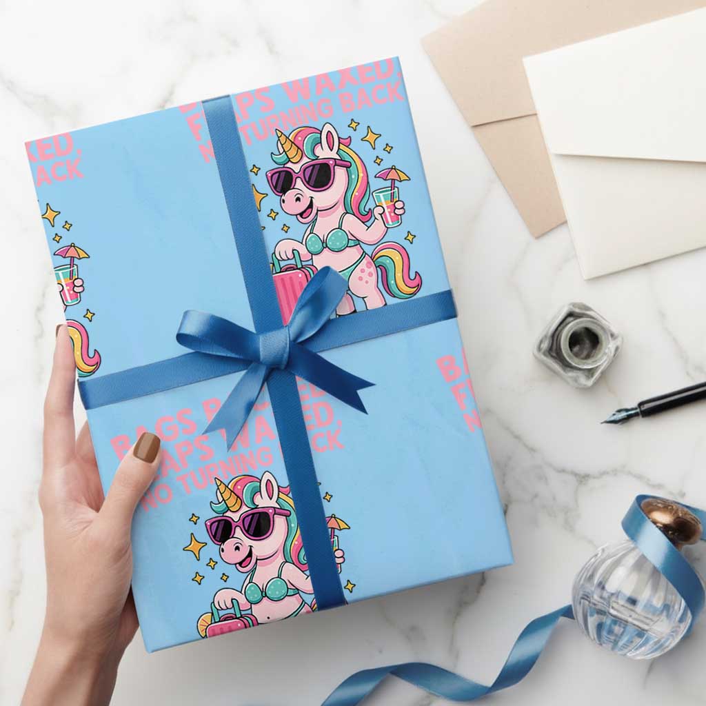 Funny Girls Trip Unicorn Wrapping Paper Roll Bags Packed Flaps Waxed No Turning Back Bikini Vacation Bachelorette - Wonder Print Shop