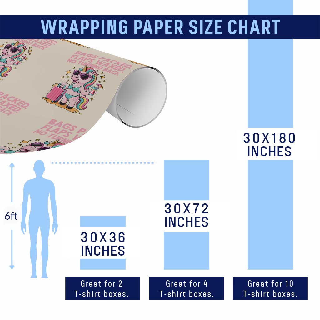 Funny Girls Trip Unicorn Wrapping Paper Roll Bags Packed Flaps Waxed No Turning Back Bikini Vacation Bachelorette - Wonder Print Shop