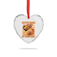 Funny Gluten Free Heart Crystal Glass Ornament Gluten Makes My Tummy Hurt Vintage Bootleg Graphic