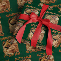 Funny Gluten Free Wrapping Paper Roll Gluten Makes My Tummy Hurt Vintage Bootleg Graphic