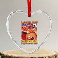 Funny Gluten Intolerance Heart Crystal Glass Ornament I Can't Eat Gluten It Makes My Tummy Hurt Skeleton Meme - Wonder Print Shop