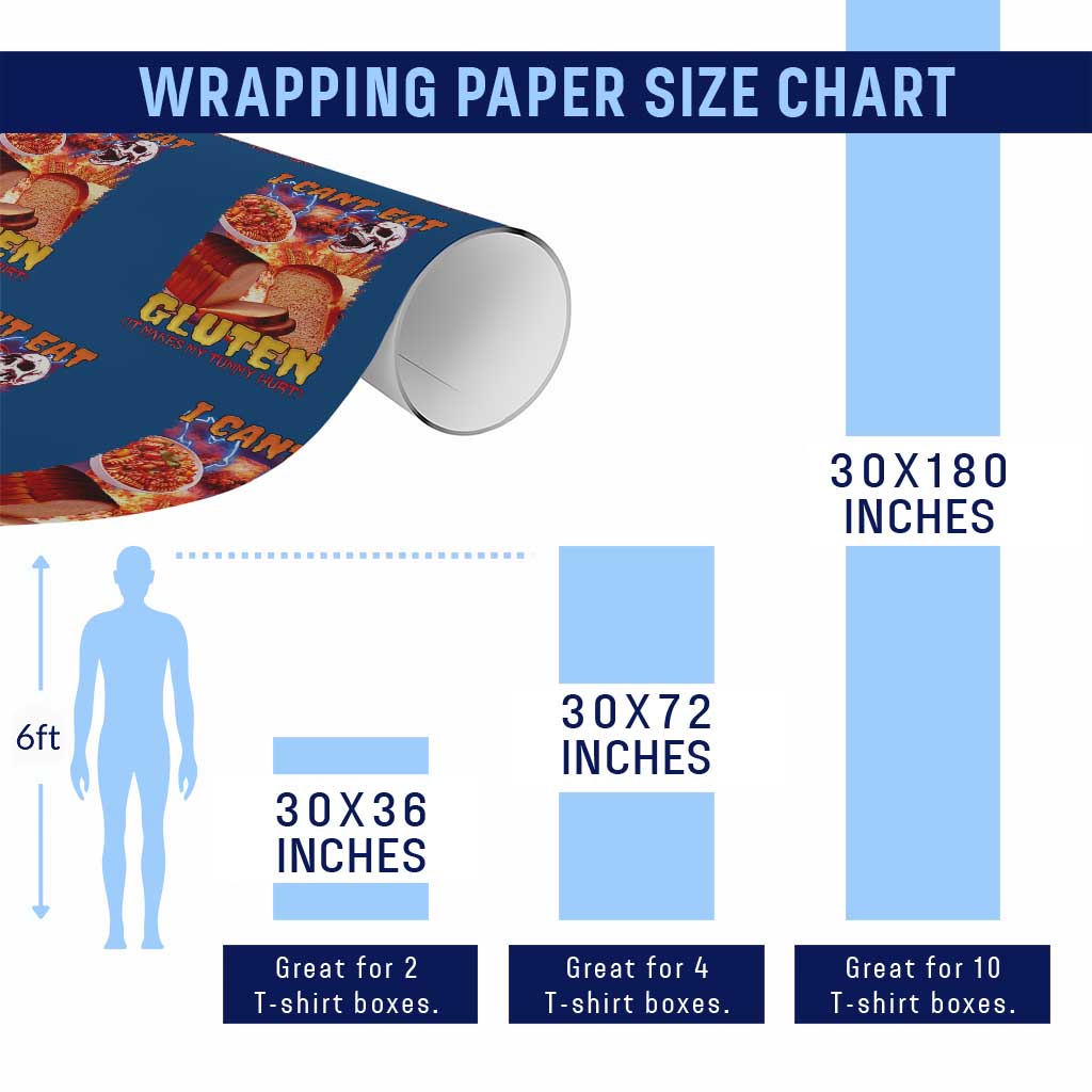 Funny Gluten Intolerance Wrapping Paper Roll I Can't Eat Gluten It Makes My Tummy Hurt Skeleton Meme - Wonder Print Shop