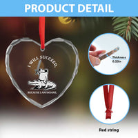 Funny Goblincore Sword Frog Riding Alligator Meme Heart Crystal Glass Ornament I Will Succeed Because I Am Insane Chaotic Motivation