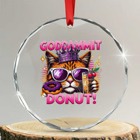 Funny Goddammit Cat Princess Meme Crystal Glass Ornament Cartoon Style