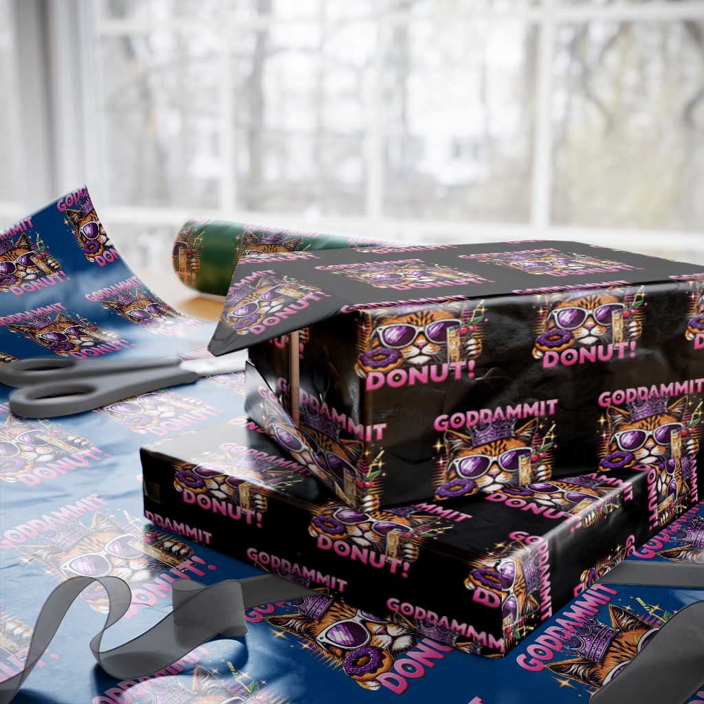 Funny Goddammit Cat Princess Meme Wrapping Paper Roll Cartoon Style