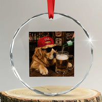 Funny Golden Retriever Drinking Beer Crystal Glass Ornament Silly Dog Meme Graphic Sarcastic Gift