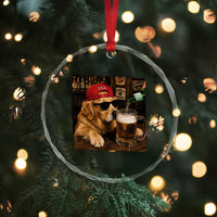 Funny Golden Retriever Drinking Beer Crystal Glass Ornament Silly Dog Meme Graphic Sarcastic Gift