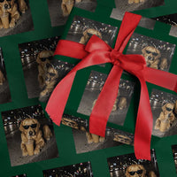Funny Golden Retriever Iced Coffee Wrapping Paper Roll Grunge Silly Meme Graphic Funny Dog Lover