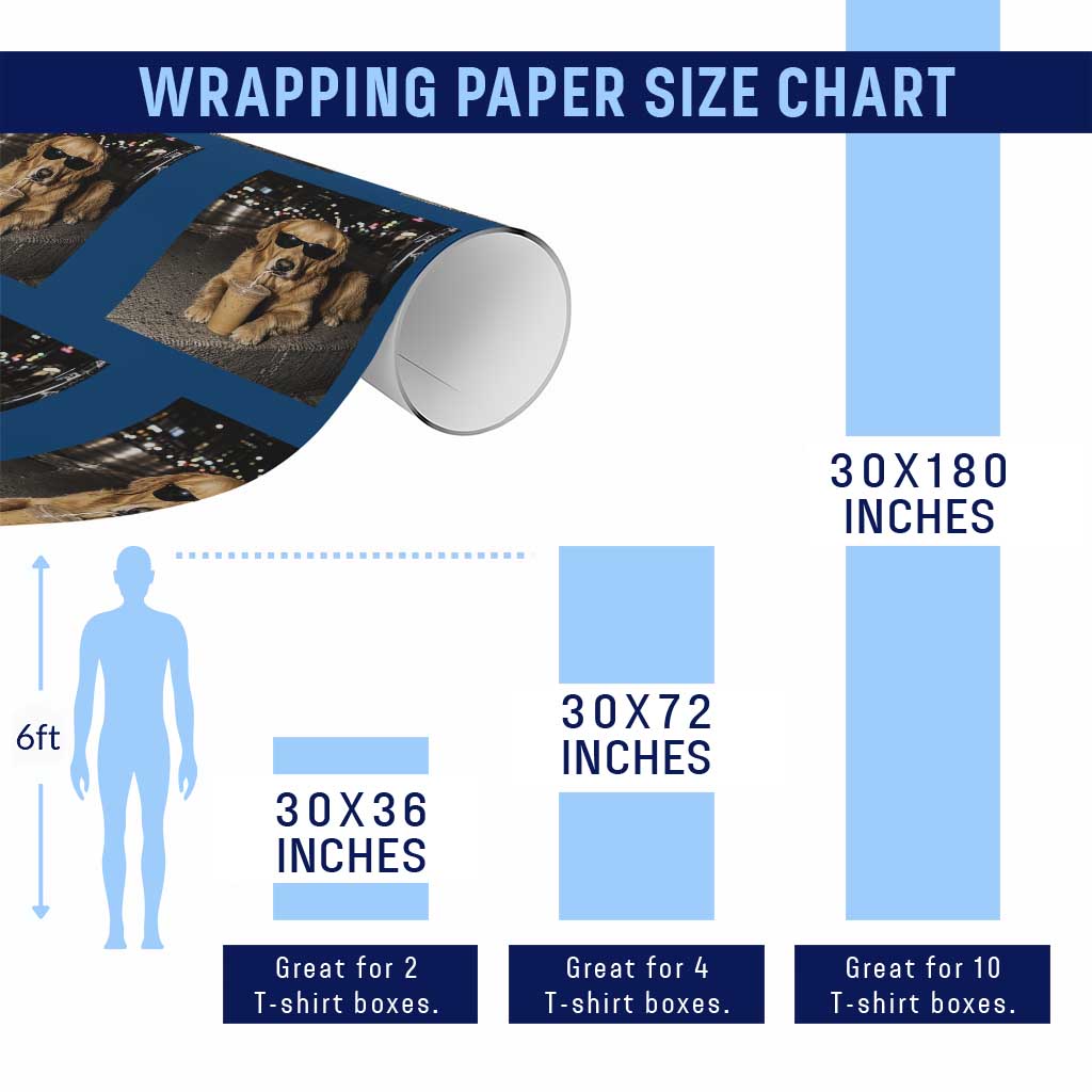 Funny Golden Retriever Iced Coffee Wrapping Paper Roll Grunge Silly Meme Graphic Funny Dog Lover