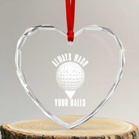 Funny Golf Heart Crystal Glass Ornament Always Wash Your Balls Meme - Wonder Print Shop