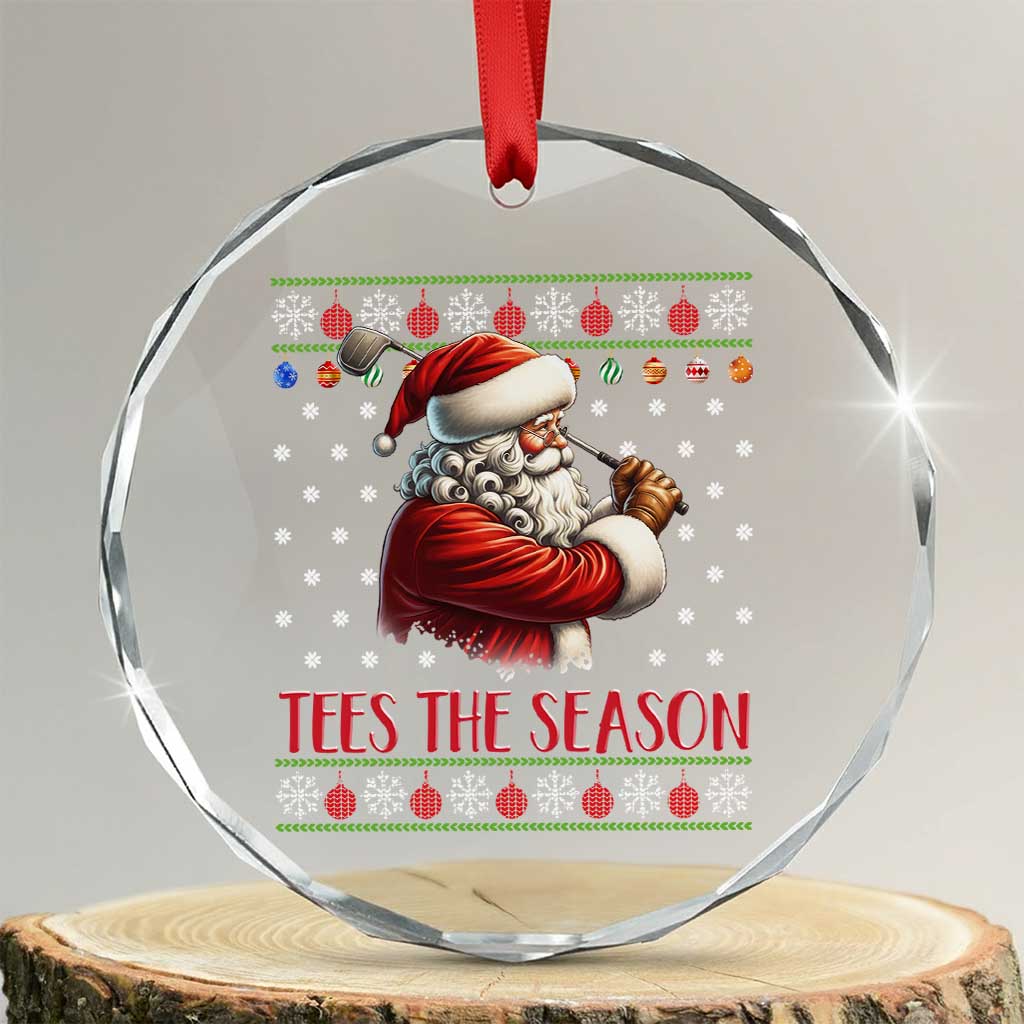 Funny Golf Holiday Gift Crystal Glass Ornament Tees The Season Ugly Sweater - Wonder Print Shop