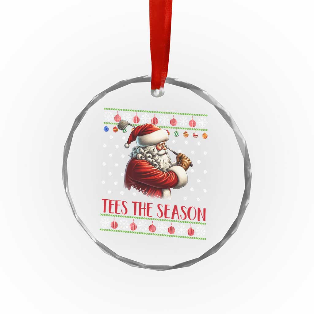 Funny Golf Holiday Gift Crystal Glass Ornament Tees The Season Ugly Sweater - Wonder Print Shop