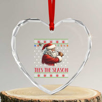 Funny Golf Holiday Gift Heart Crystal Glass Ornament Tees The Season Ugly Sweater - Wonder Print Shop